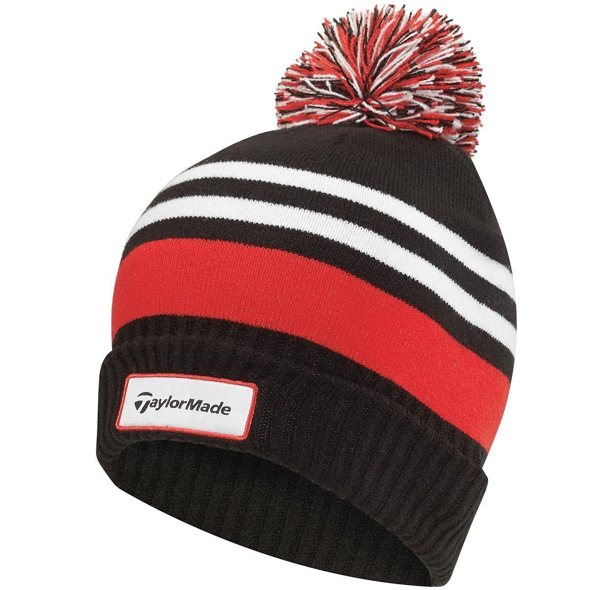 Taylormade Mens Double Knit Thermal Striped Golf Beanie Bobble Hats