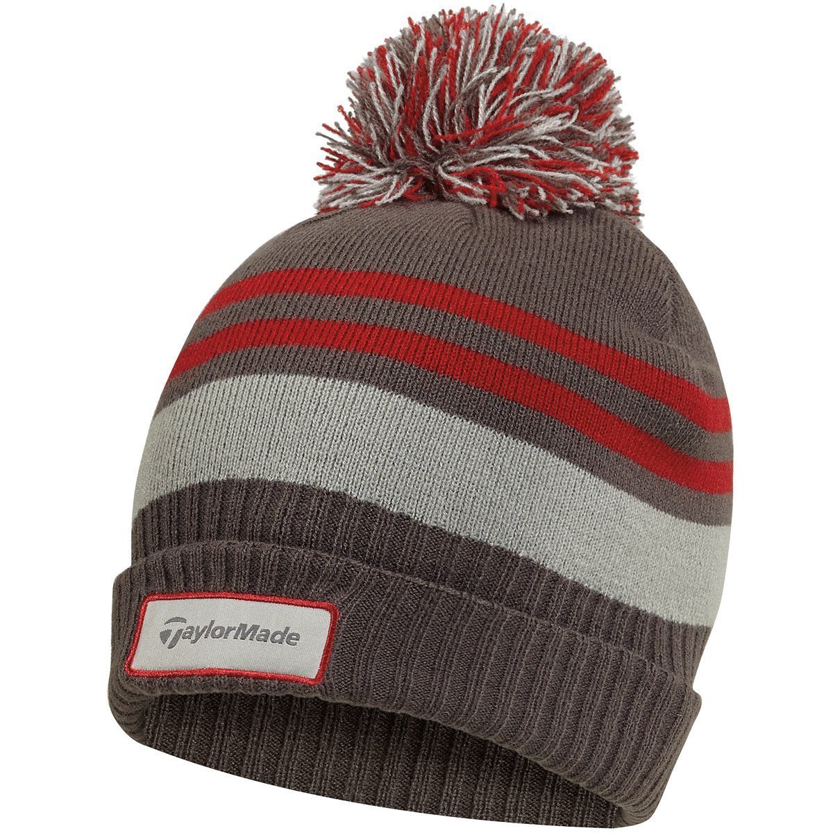 Taylormade Mens Double Knit Thermal Striped Golf Beanie Bobble Hats