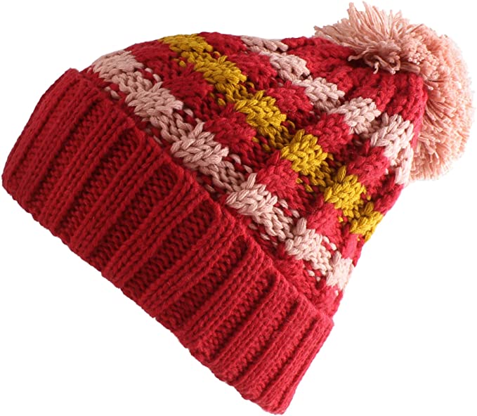 Womens Morehats Multi Color Pom Pom Golf Beanies