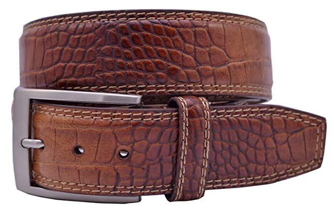 Mens Greg Norman Crocodile Print Leather Golf Belts