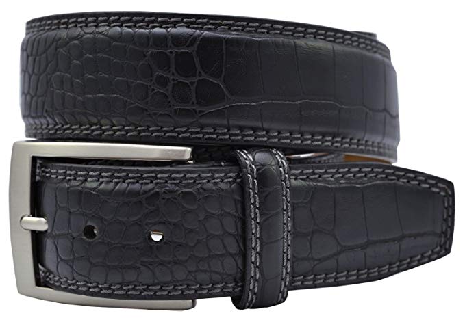 Greg Norman Mens Crocodile Print Leather Golf Belts