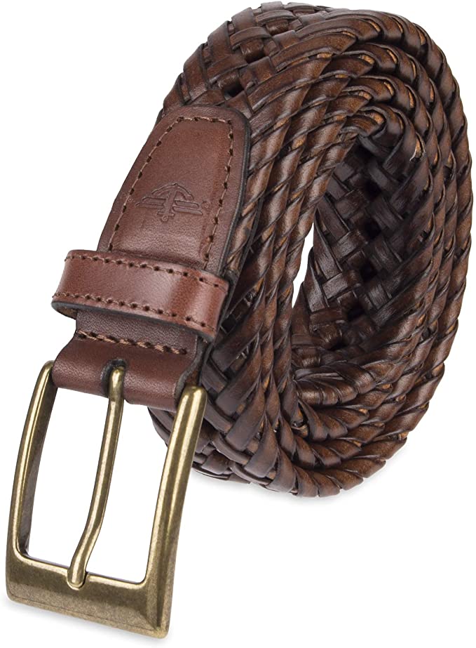 Mens Dockers Leather Braided Casual Belts