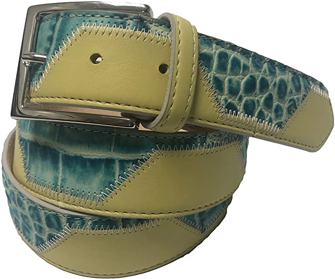 Mens Fresco Alligator Embossed Calf Patchwork Golf Belts