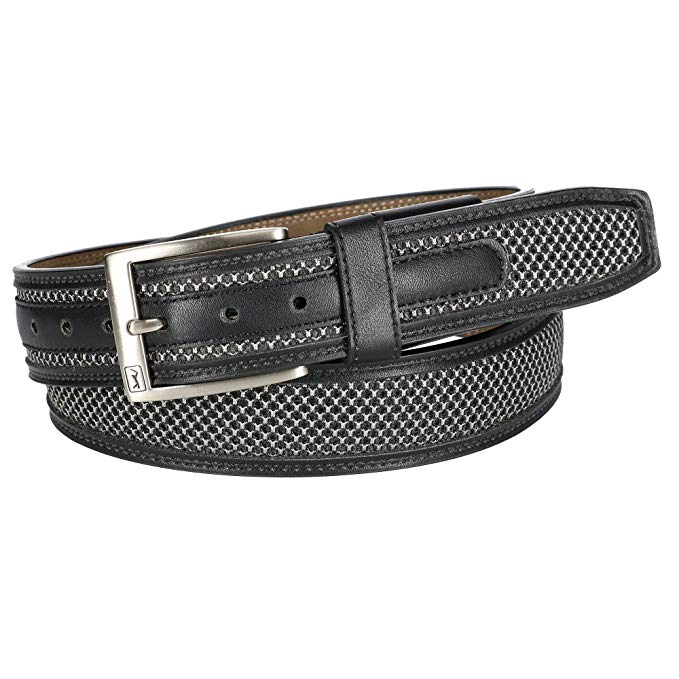 Mens PGA Tour Leather With Stretch At Buckle Golf Belts