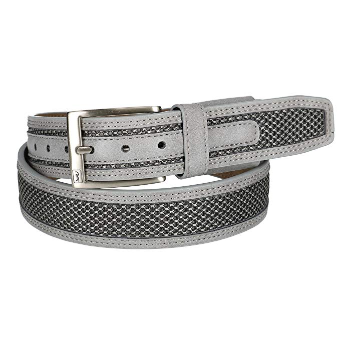 PGA Tour Mens Leather With Stretch At Buckle Golf Belts