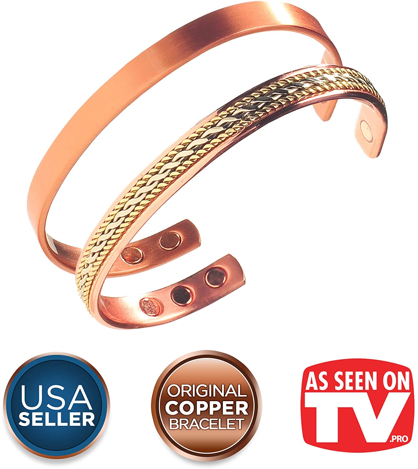 Mens Earth Therapy Pure Copper Magnetic Healing Golf Bracelets