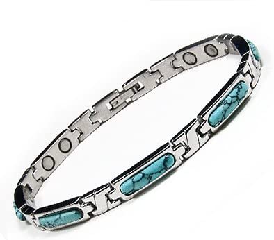 Womens Accents Kingdom Turquoise Stainless Steel Magnetic Golf Link Bracelets