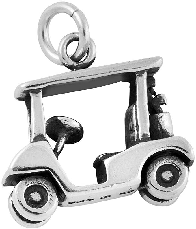 Womens Charm Crazy 3D Golf Cart 925 Sterling Silver Pendant Bracelets