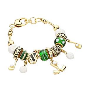 Womens Gold Golf Pandora Style Bead Bracelets