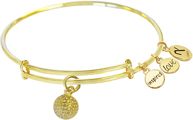 Womens Navika Gold Golf Ball Charm Bangle Bracelets