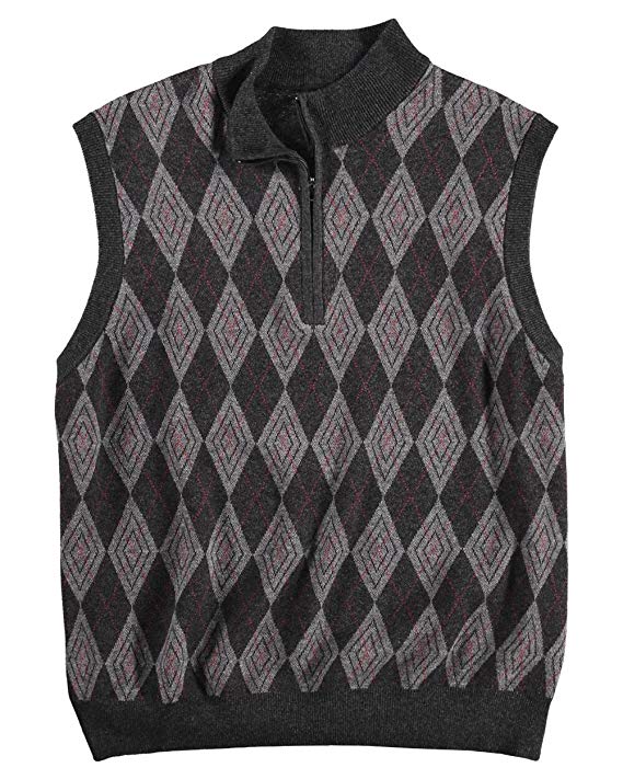 Greg Norman Mens Argyle Diamond Mockneck Golf Sweater Vests