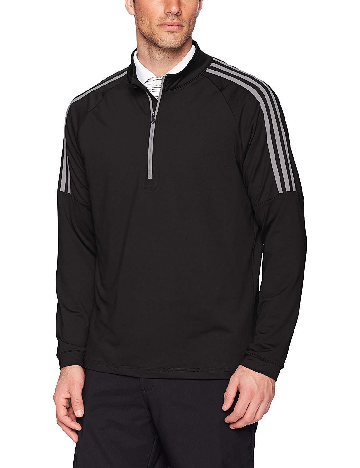 Mens Adidas Classic 3 Stripe Quarter Zip Golf Pullovers