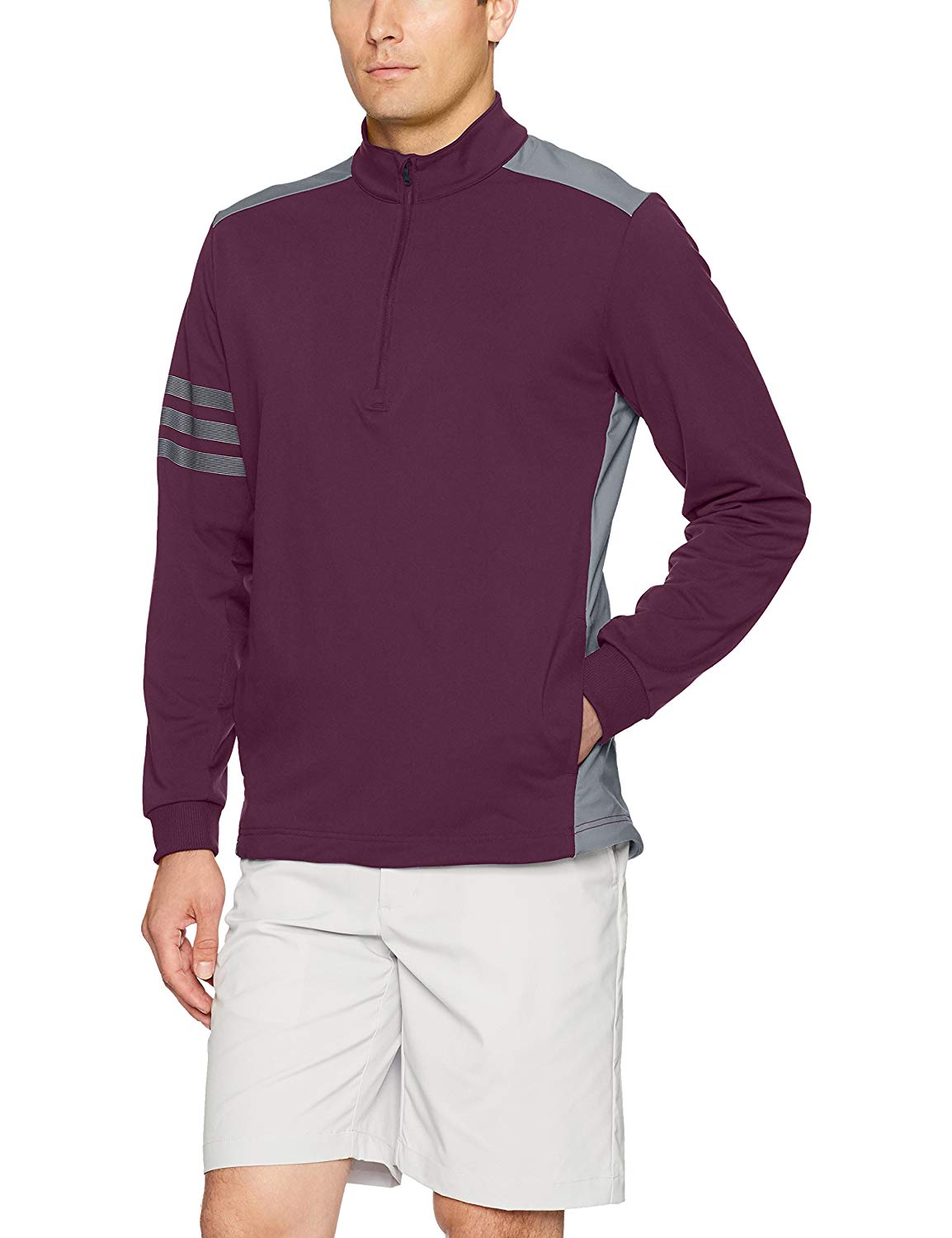 Mens Adidas Competition 3 Stripe Quarter Zip Golf Pullovers