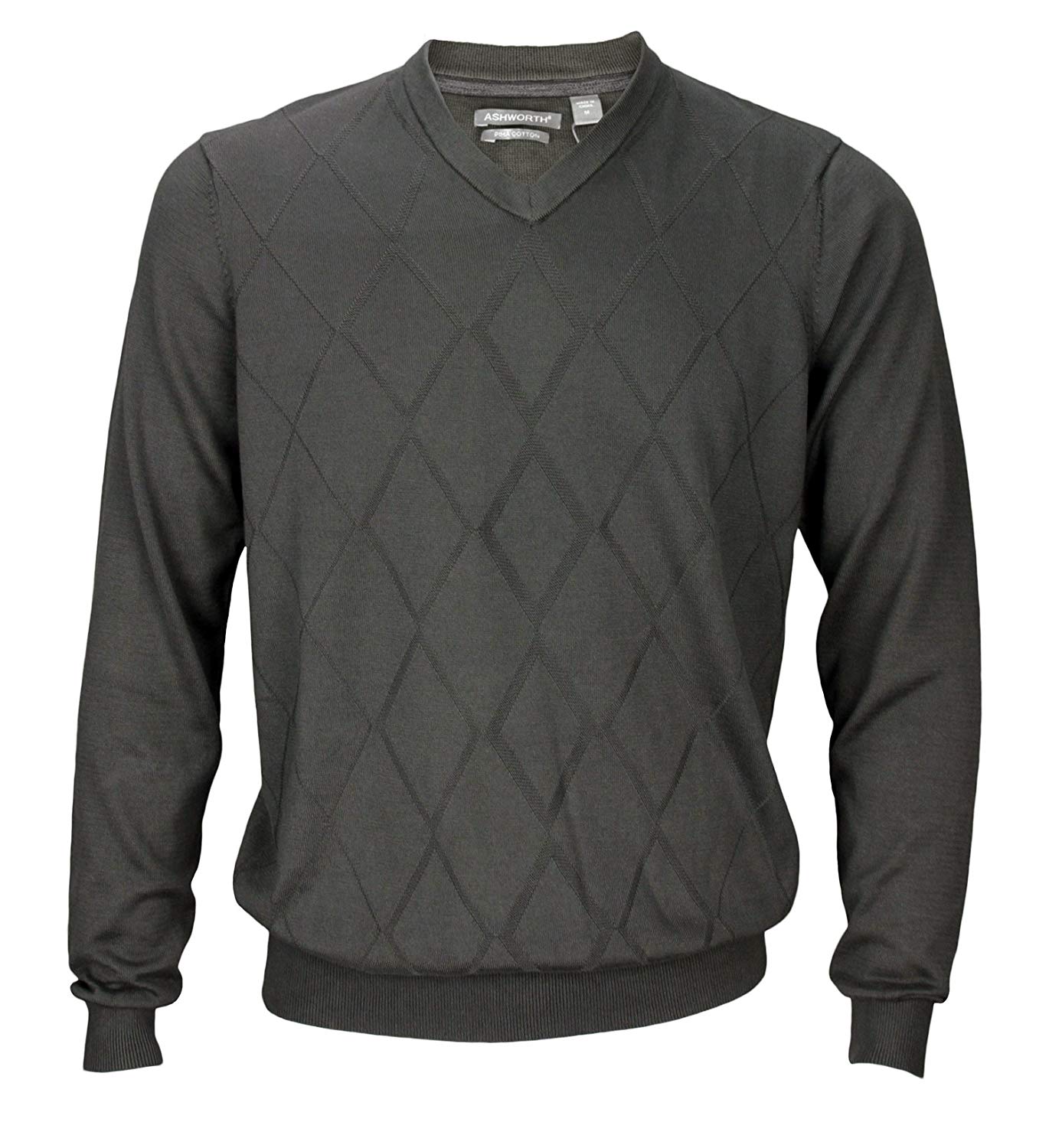 Ashworth Mens Diamond Texture Pima Golf Sweaters