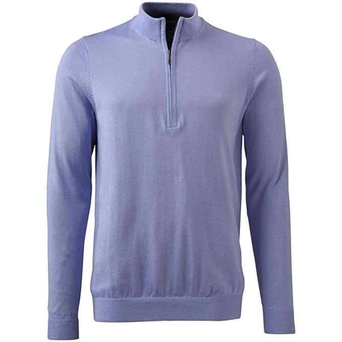Ashworth Mens Solid Full Zip Pima Golf Sweaters