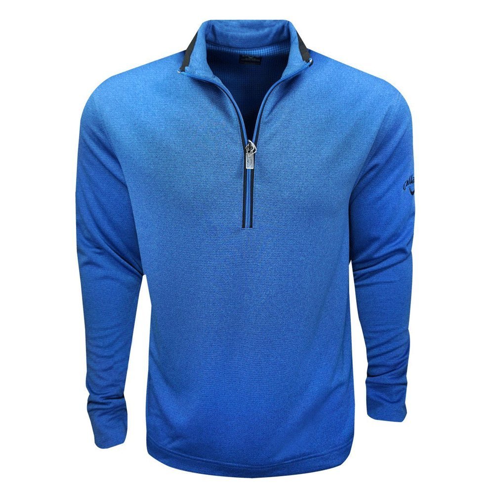 Mens Callaway Waffle Fleeced Quarter Zip Midlayer Long Sleeve Golf Pullovers