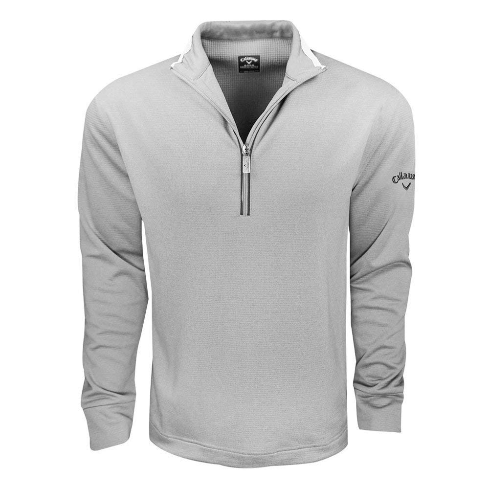 Callaway Mens Waffle Fleeced Quarter Zip Midlayer Long Sleeve Golf Pullovers