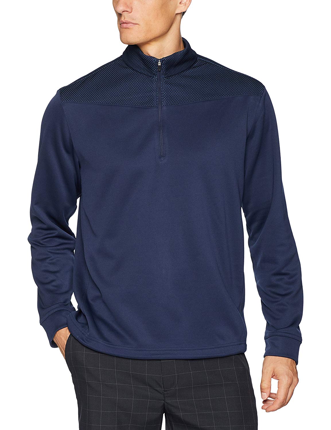 Mens Greg Norman Block Textured Quarter Zip Mock Golf Sweaters