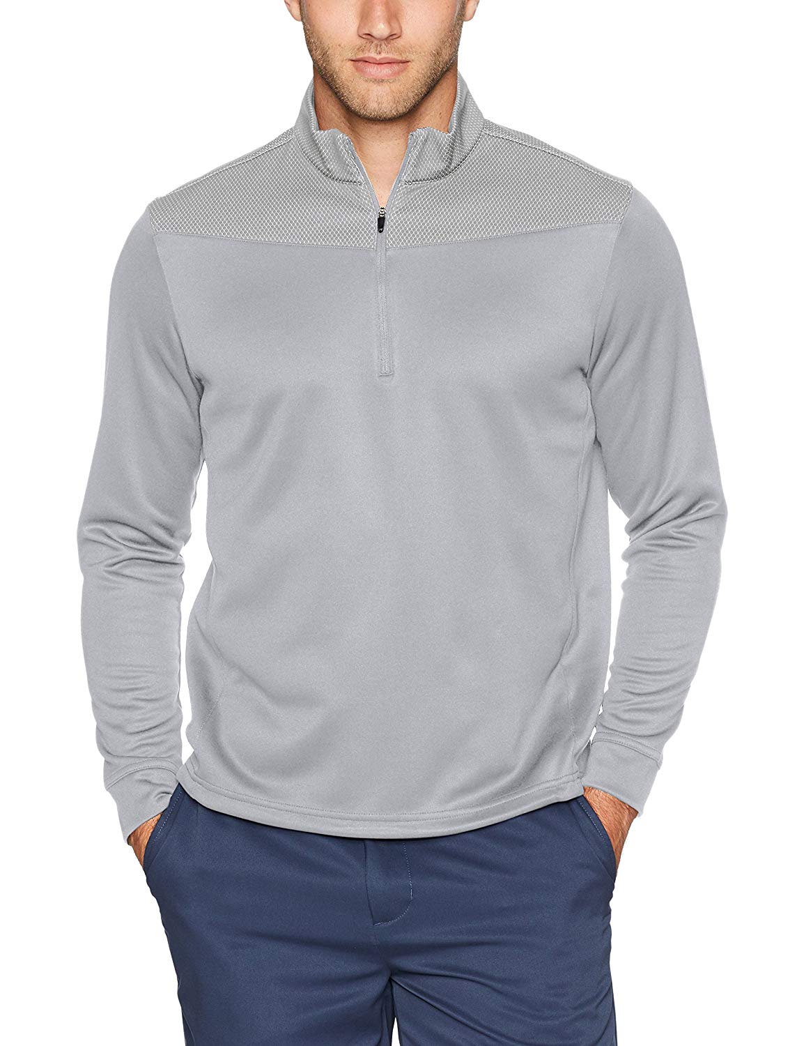 Greg Norman Mens Block Textured Quarter Zip Mock Golf Sweaters