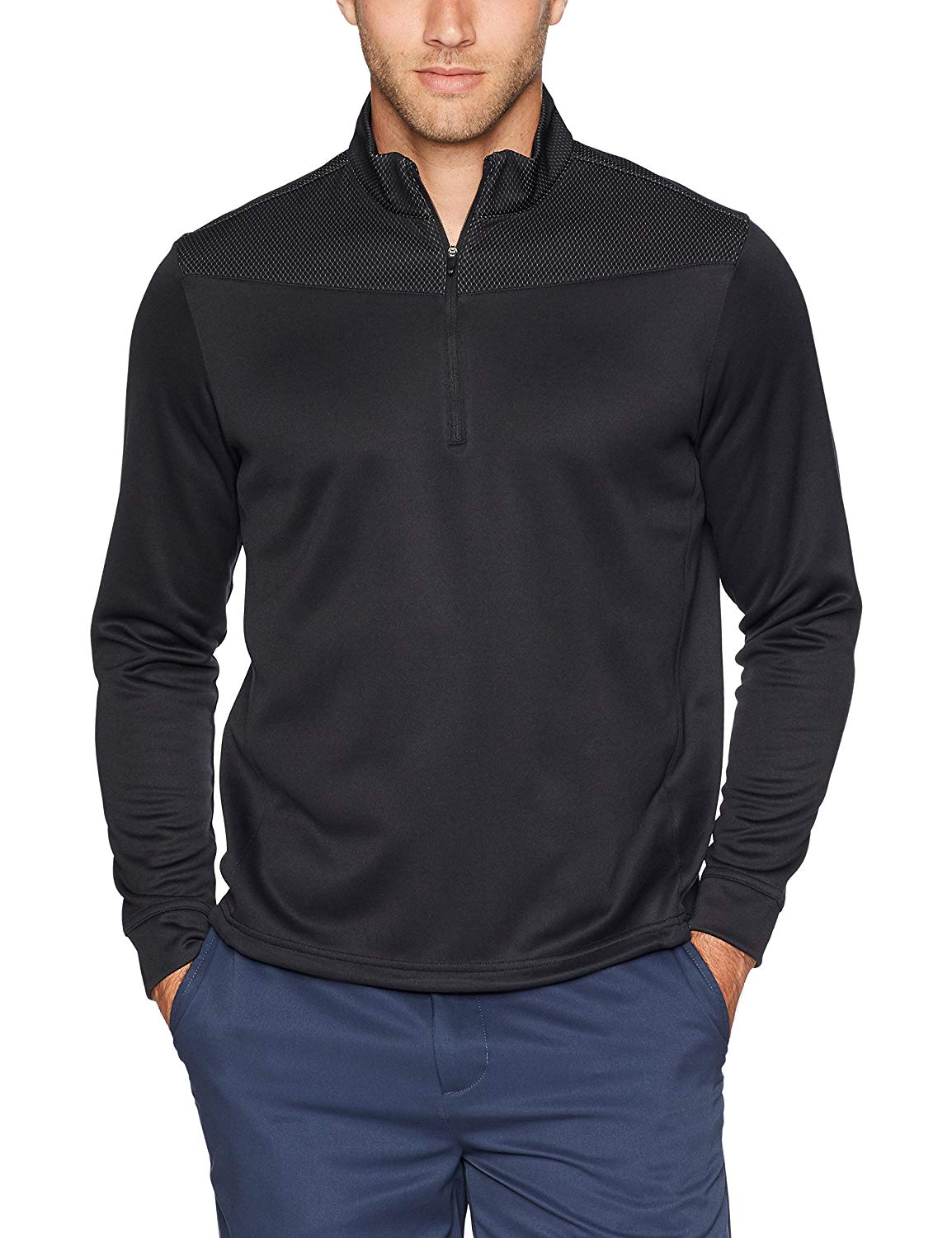 Greg Norman Mens Block Textured Quarter Zip Mock Golf Sweaters