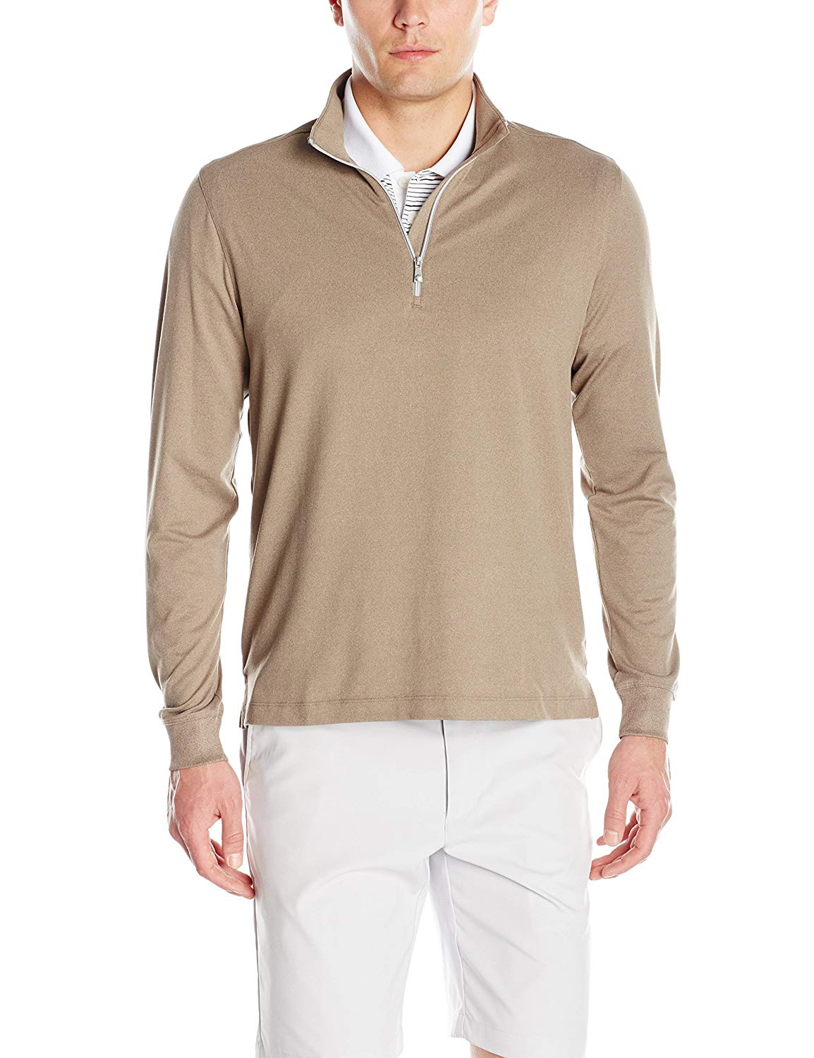 Mens Greg Norman Collection Heathered Quarter Zip Golf Mocks