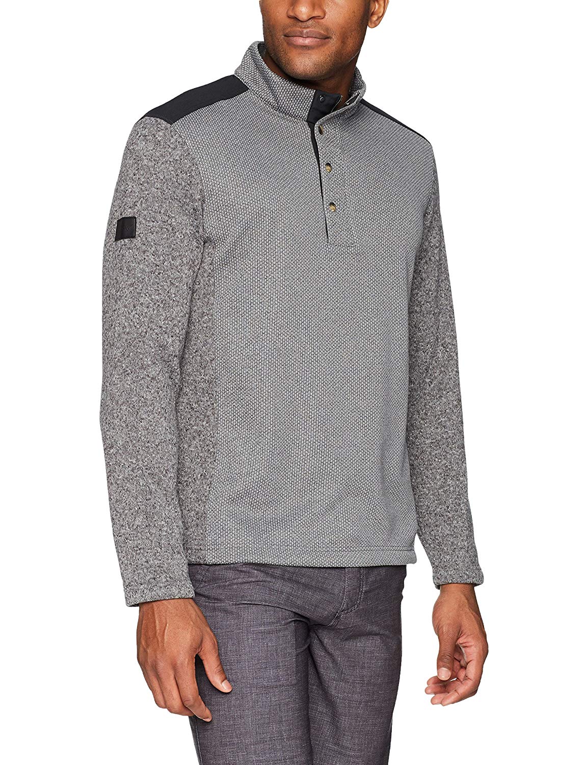 Mens Greg Norman Fabric Blocked Quarter Zip Golf Pullovers