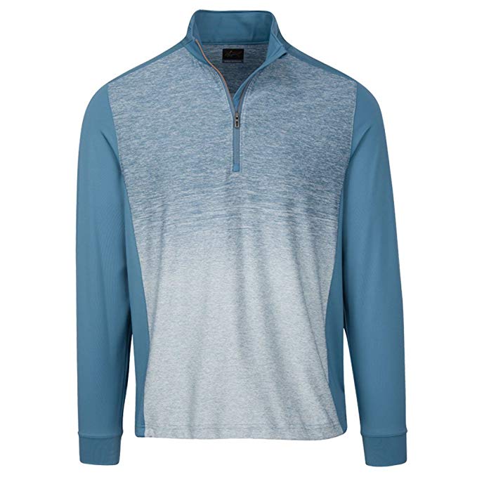 Mens Greg Norman Heathered LS Quarter Zip Mock Golf Pullovers