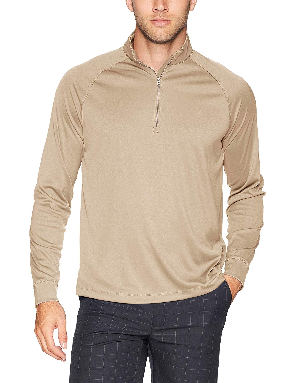 Greg Norman Mens Long Sleeve Quarter Zip Golf Mocks