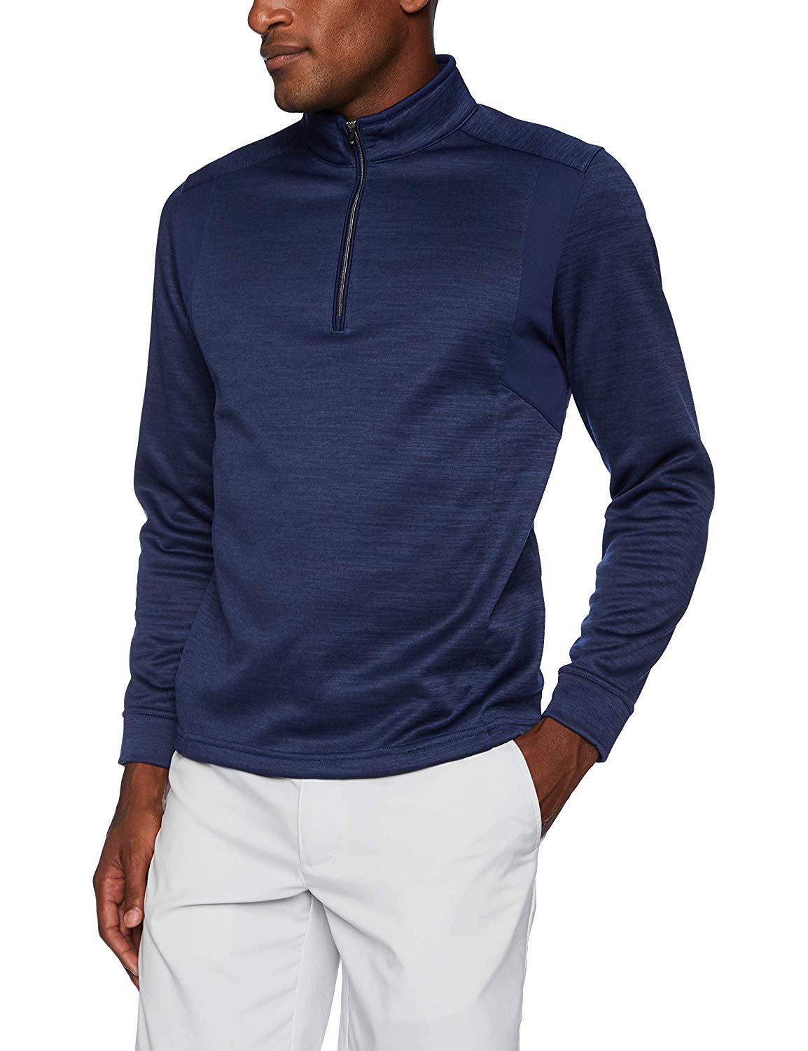 Greg Norman Mens Long Sleeve Quarter Zip Heathered Fleece Mock Neck Golf Pullovers