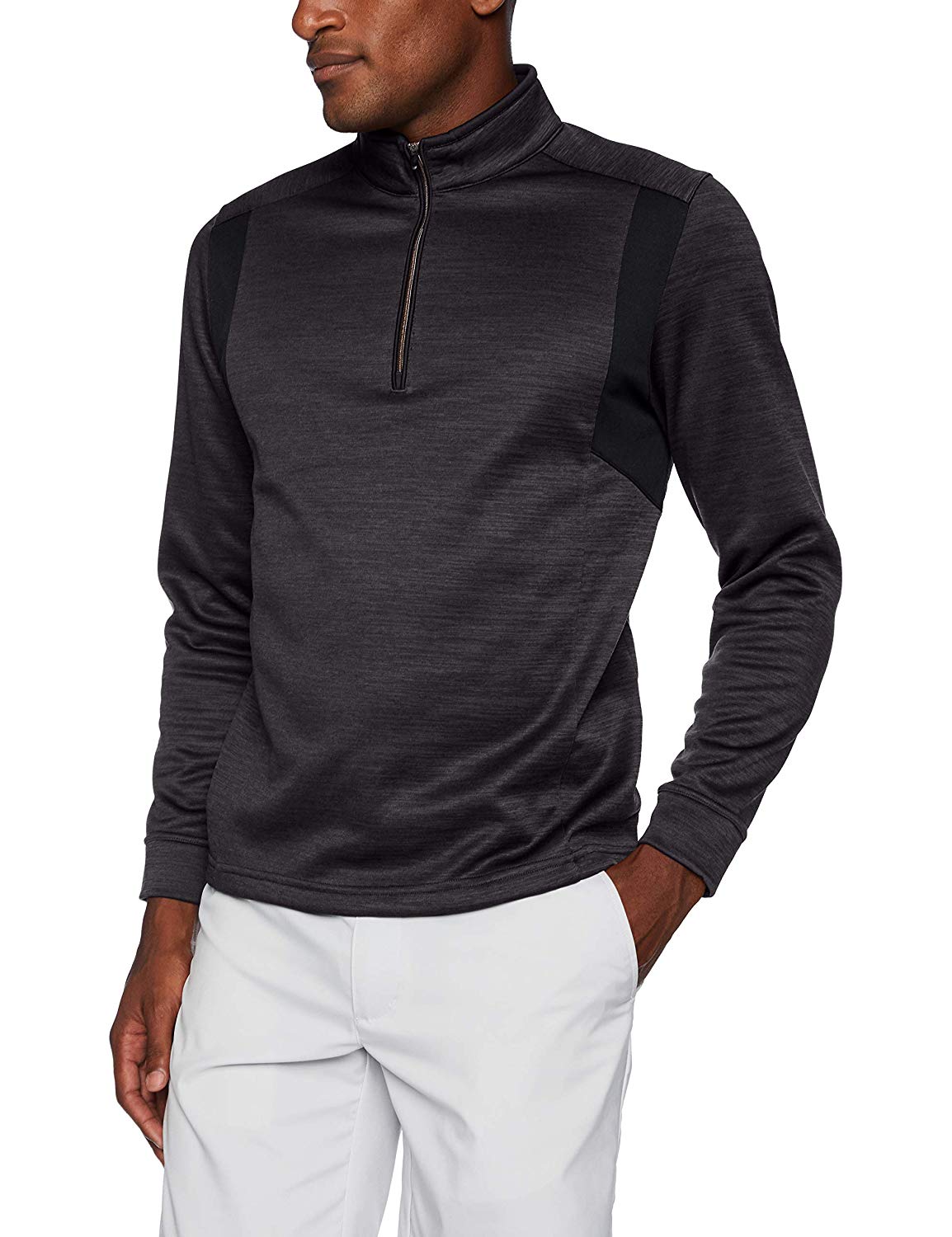 Greg Norman Mens Long Sleeve Quarter Zip Heathered Fleece Mock Neck Golf Pullovers