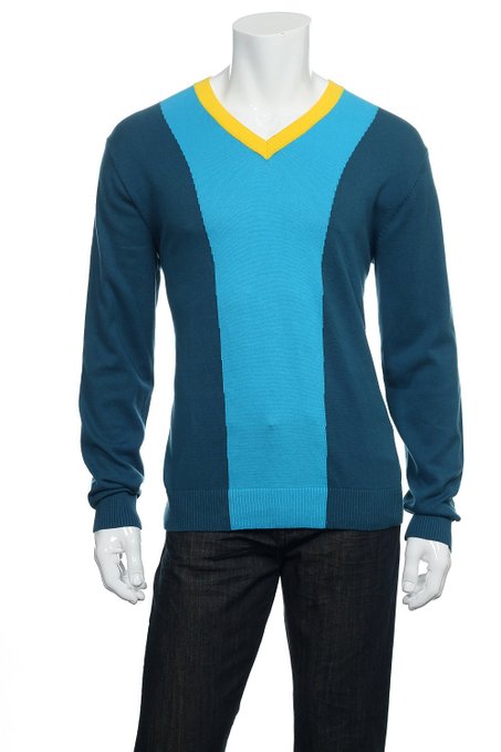 Mens Puma Color Block V-Neck Golf Sweaters