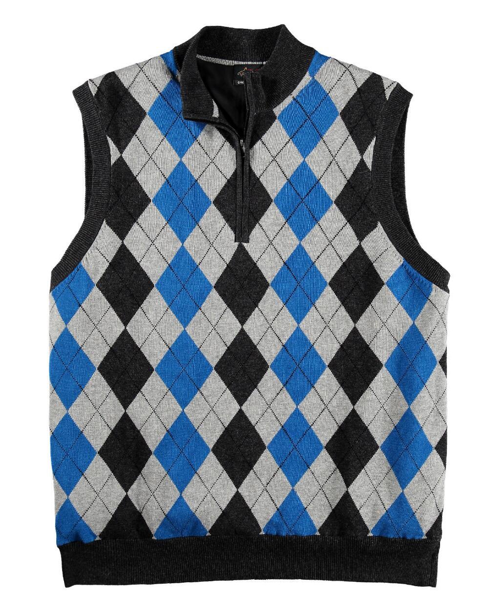 Greg Norman Mens Collection Lined Argyle Golf Wind Vests