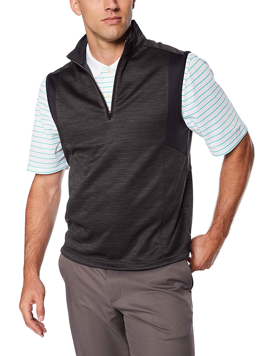 Mens Greg Norman Heathered Fleece Golf Vests