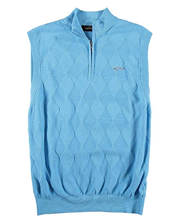 Mens Greg Norman Solid Argyle Diamond Jacquard Golf Sweater Vest