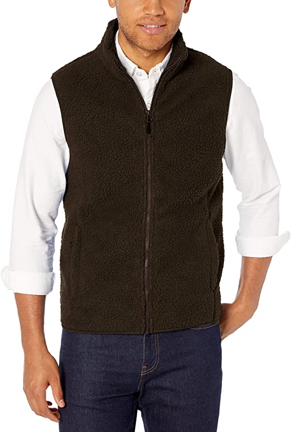 Mens Amazon Essentials Sherpa Fleece Golf Vests