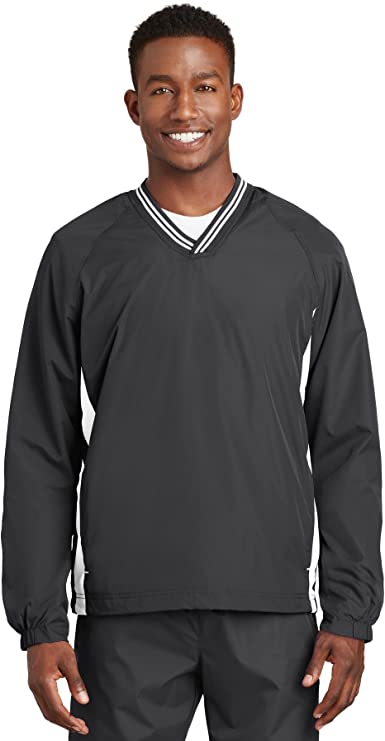 Sport-Tek Mens Tipped V-Neck Raglan Golf Windshirts