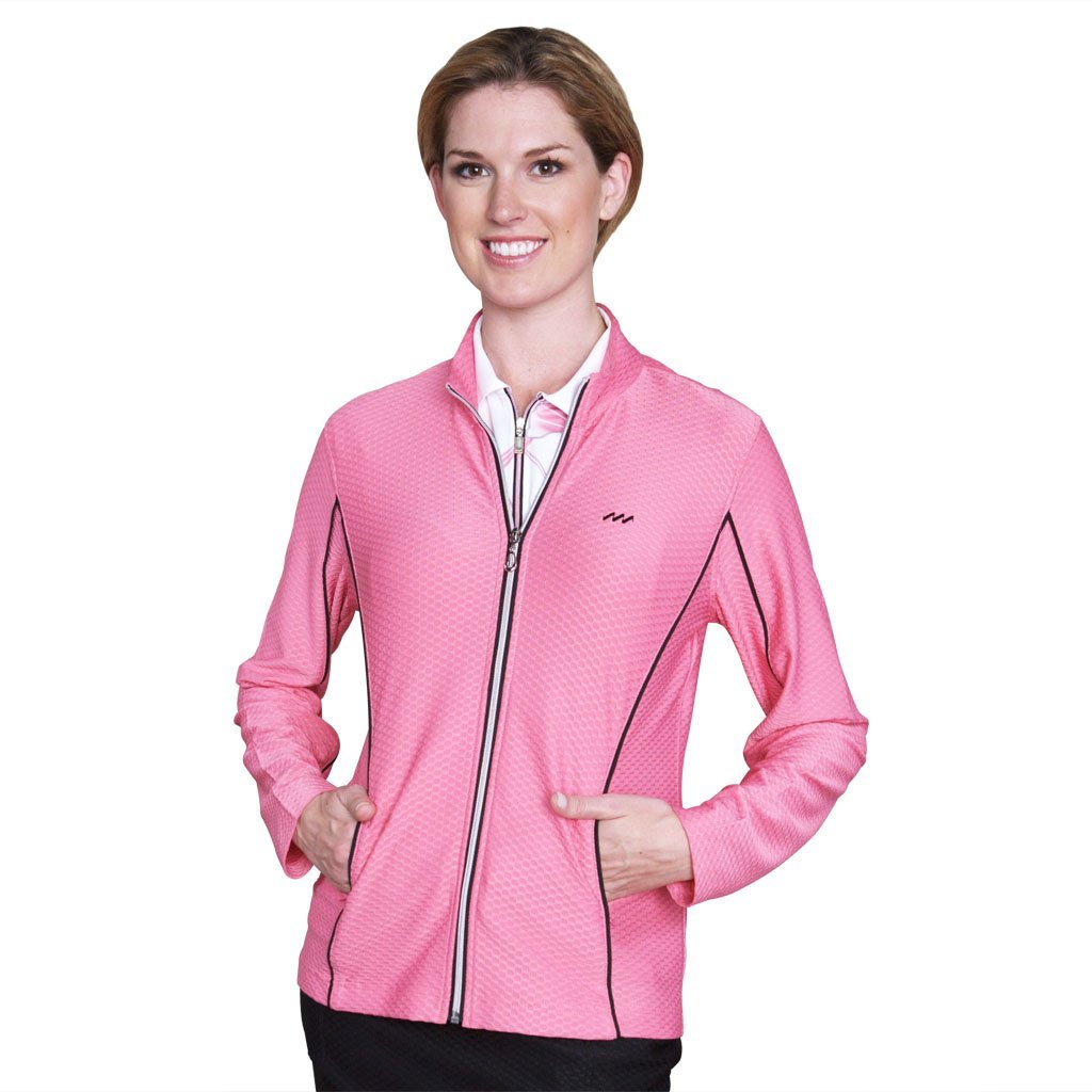 Womens Dry Swing Honeycomb Textured Piping Detail Zipup Golf Jackets
