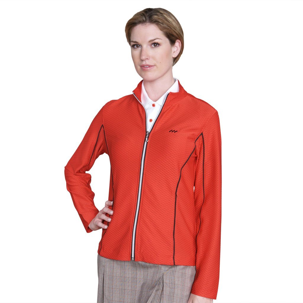 Womens Monterey Club Dry Swing Honeycomb Textured Piping Detail Zipup Golf Jackets