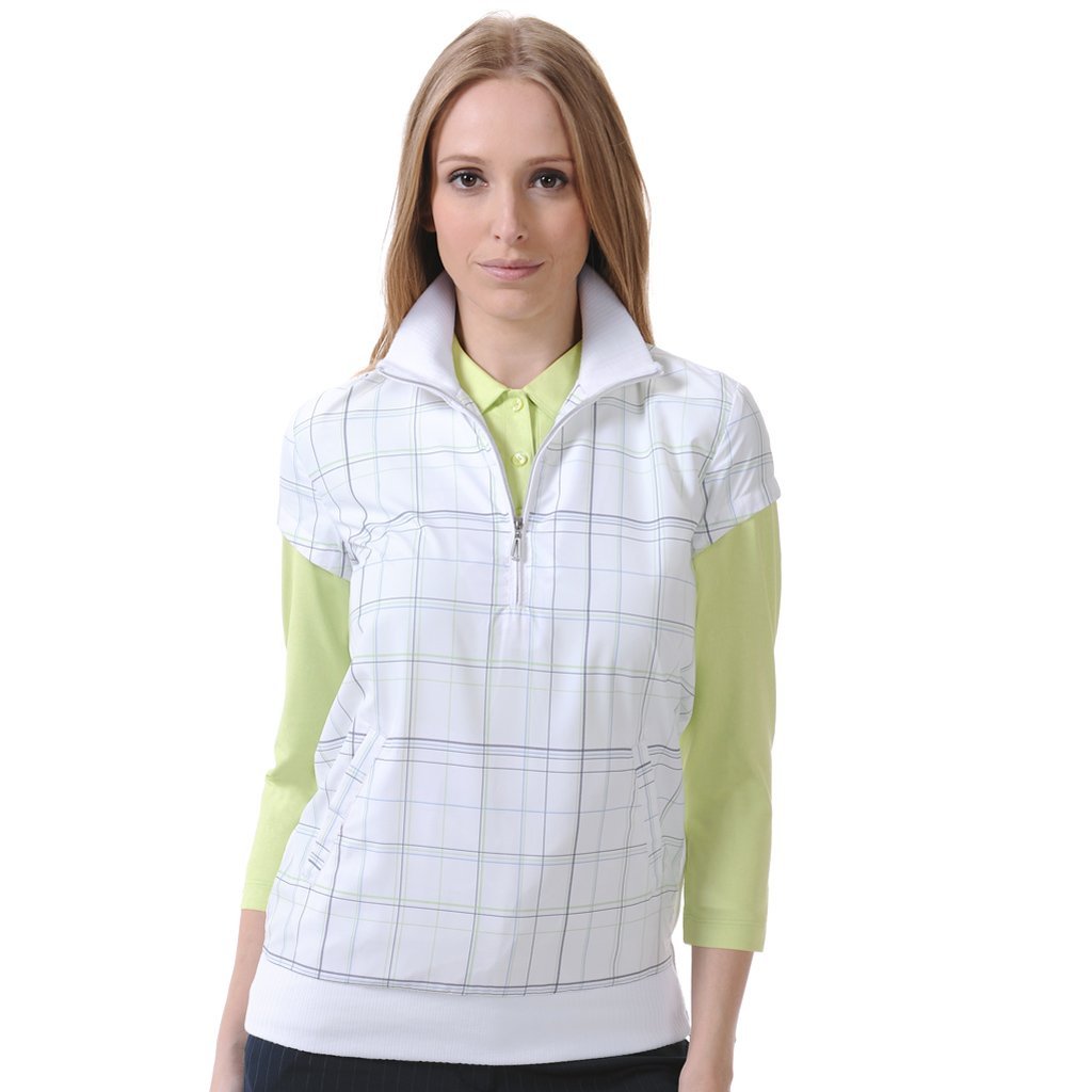 Womens Monterey Club Side Zipped Plaid Golf Pullovers