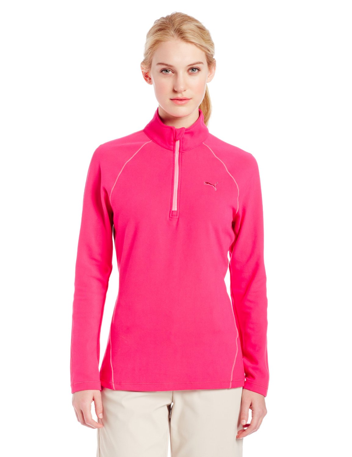 Womens Puma NA Long Sleeve Half Zip Golf Tops