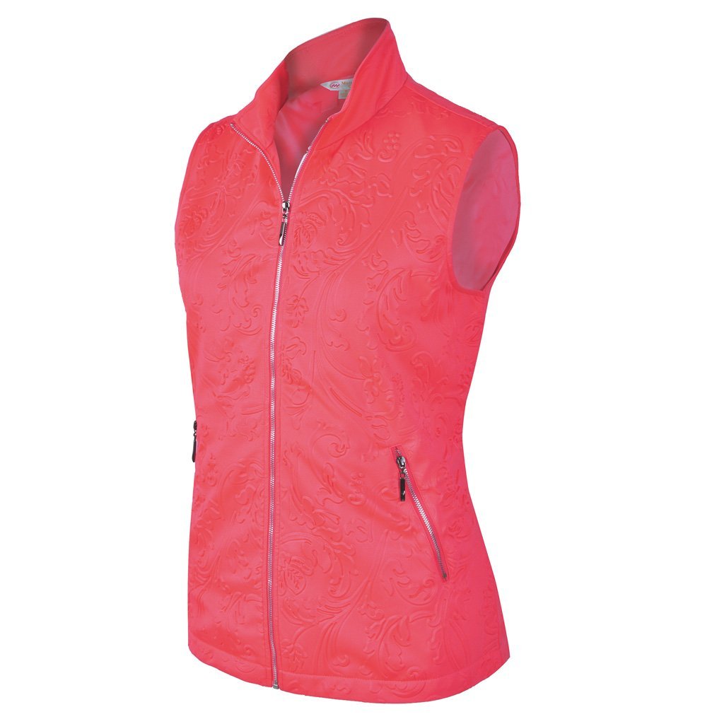 Womens Monterey Club 3D Floral Emboss Texture Knit Golf Vests