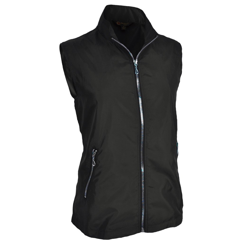 Monterey Club Ladies Lightweight Mini Plaid Zip Up Golf Vests