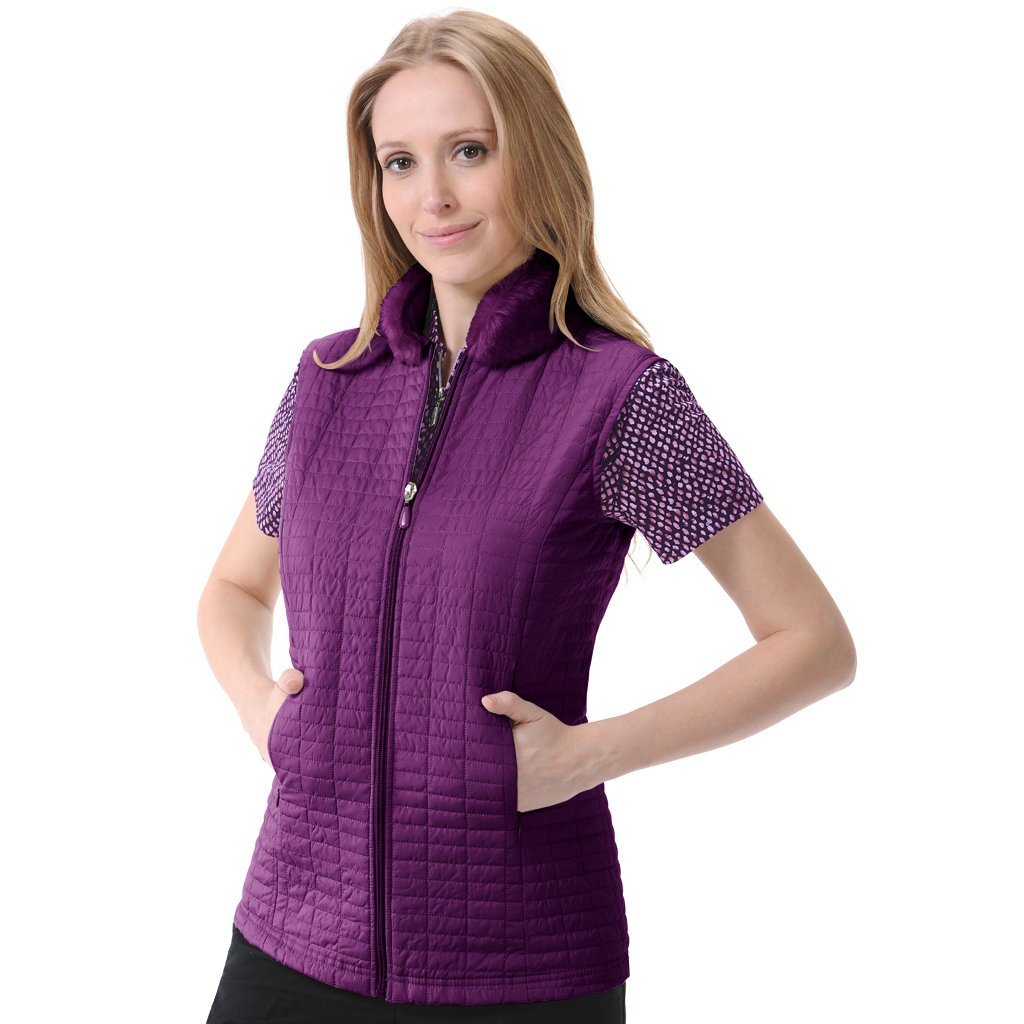 Womens Monterey Club Plaid Quilted Golf Vests