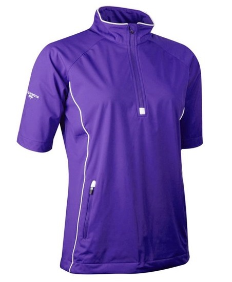 Womens Zip Neck Half Sleeved Piped Golf Windshirts