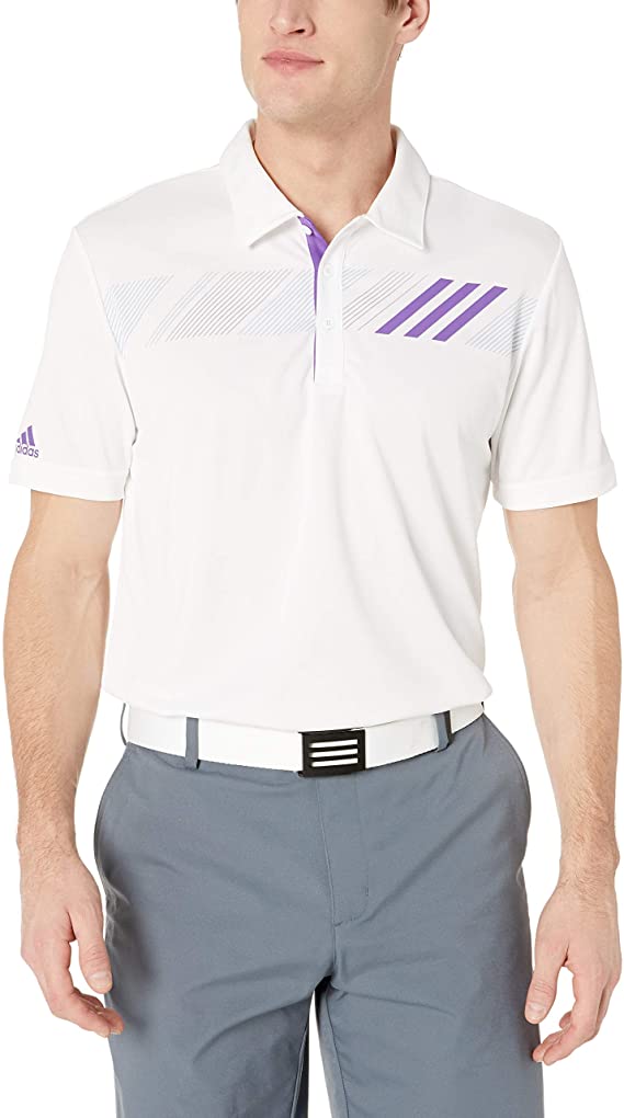 Adidas Mens Chest Print Golf Polo Shirts