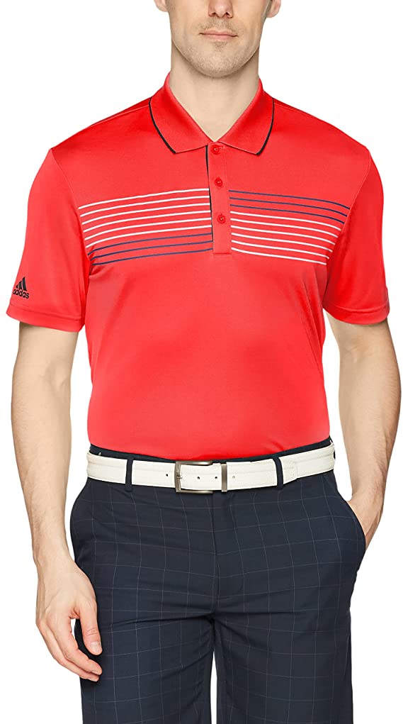 Adidas Mens Chest Print Golf Polo Shirts