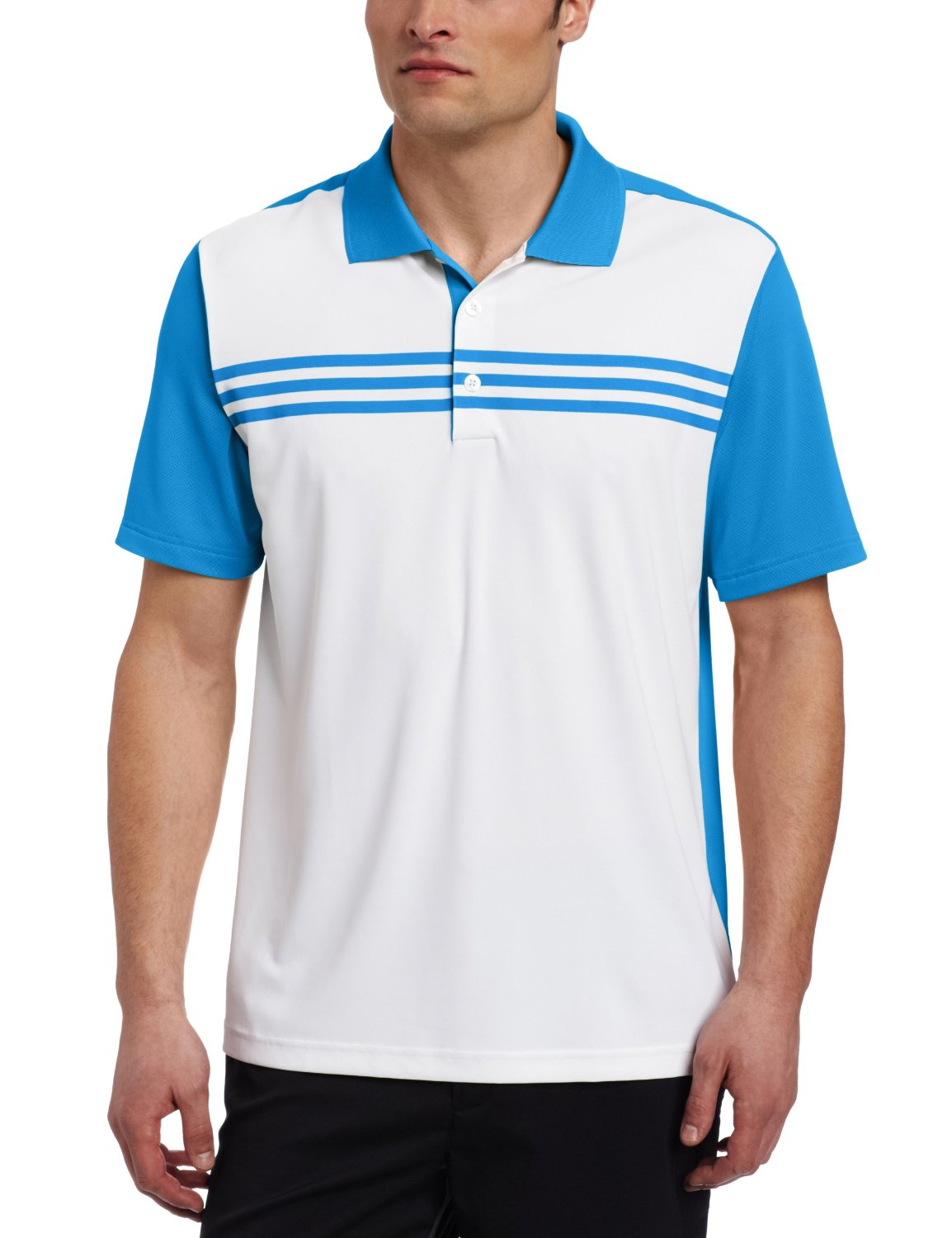 Adidas Mens Climacool 3 Stripes Color Block Golf Shirts