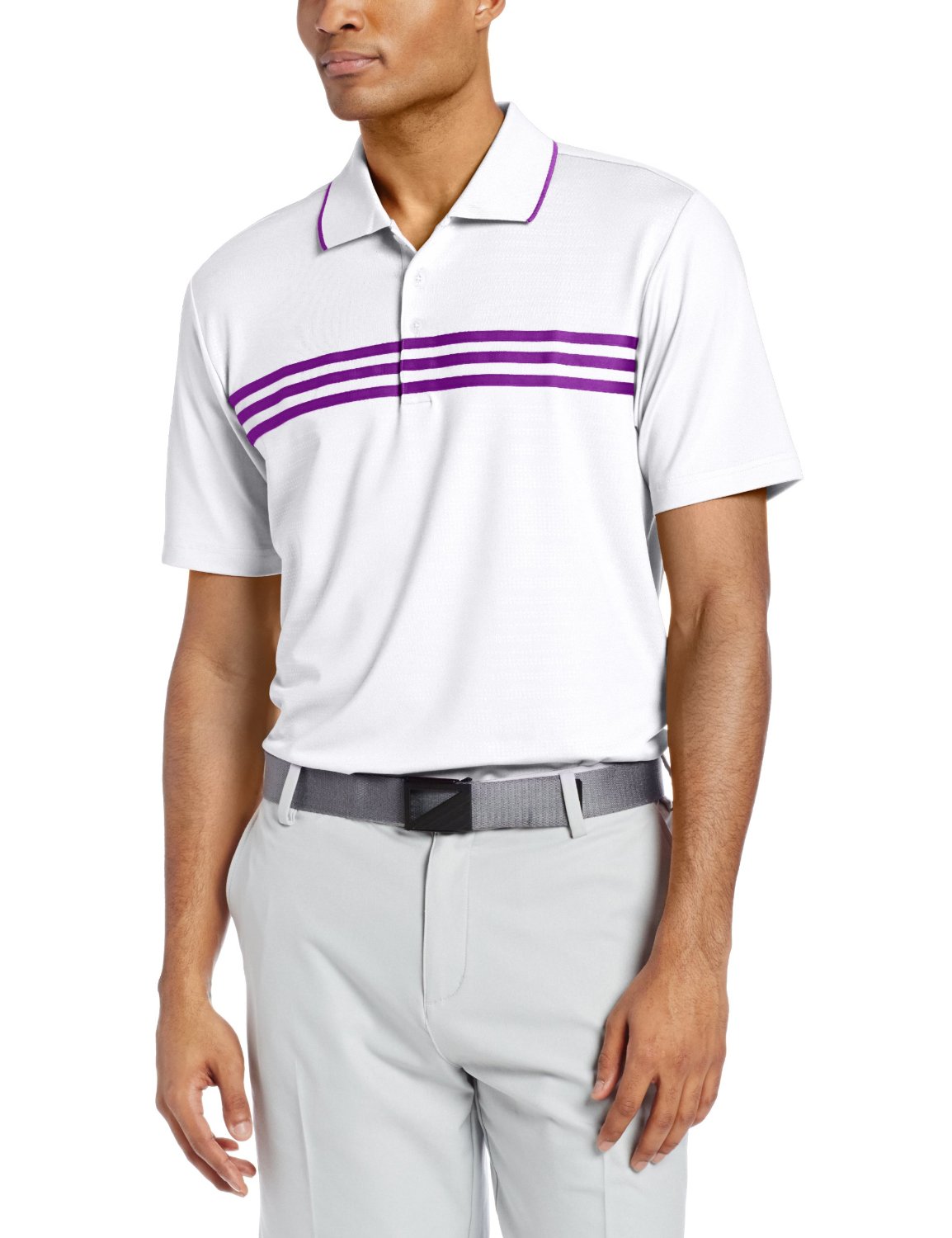 adidas golf men's puremotion climacool 3 stripes chest polo