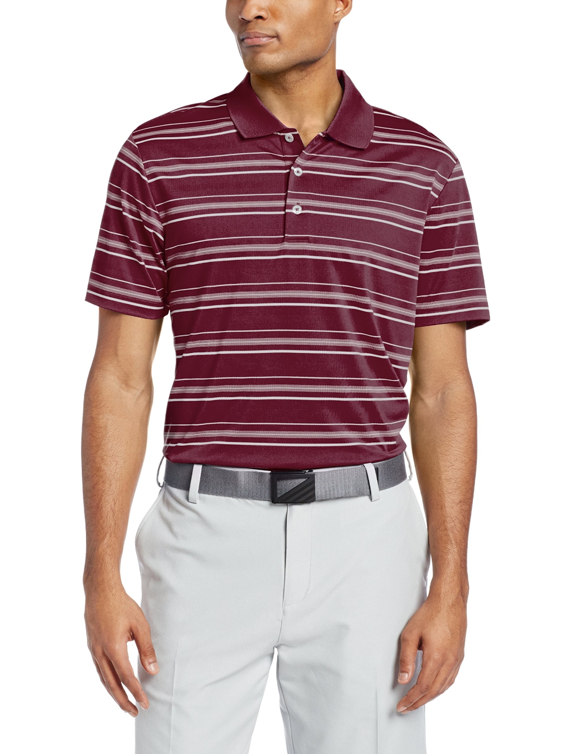 Adidas Puremotion Textured Stripe Golf Polo Shirts