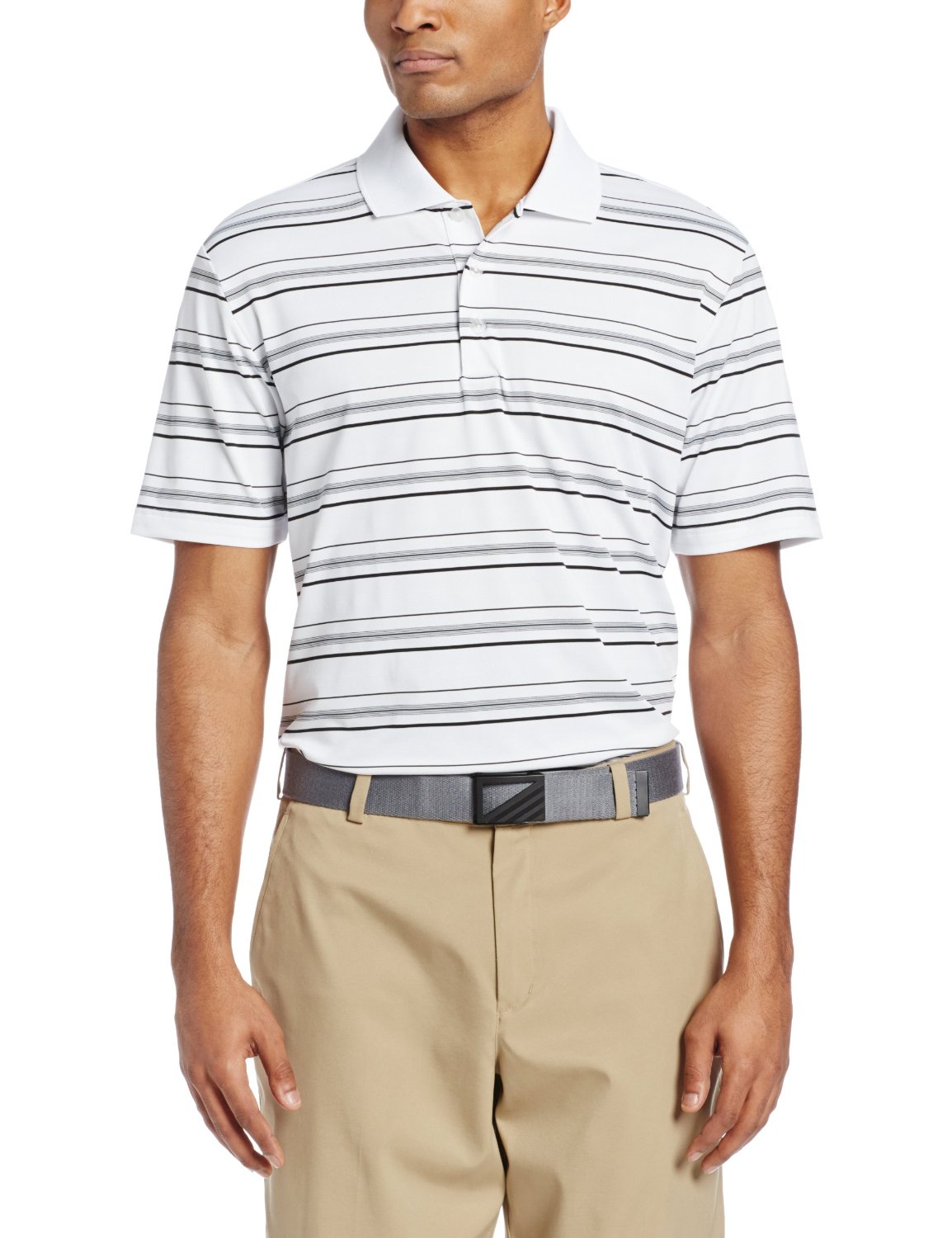 Mens Puremotion Textured Stripe Golf Polo Shirts